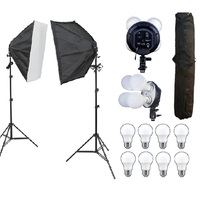Équipement de Studio Photo Professionnel en Gros Kit d'Éclairage avec Supports de Fond 2x3M, Fonds, Boîtes à Lumière et Parapluies