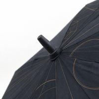 Parapluie de golf au design minimaliste, lignes géométriques dorées, motif abstrait élégant, structure robuste pour les cadeaux de marques de luxe