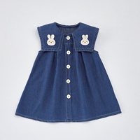Nouvelle robe d'été décontractée sans manches pour filles en bas âge jupe en jean bleu marine