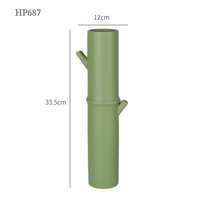 Vases à fleurs en céramique minimalistes, motif nœud de bambou vert oriental, décoration de table moderne chinoise, articles de décoration pour la maison et la maison modèle