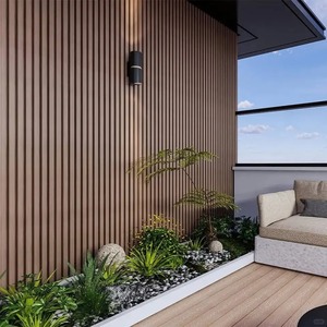 Panneau mural en WPC à rainures co-extrudées Batten Design, décoration extérieure, revêtement composite en PVC, grain <span class=keywords><strong>de</strong></span> <span class=keywords><strong>bois</strong></span>, panneaux 3D imperméables - Product Image 2