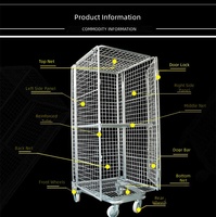 Chariot industriel en métal avec roues, conteneur de stockage robuste pour entrepôt, pour le transport logistique