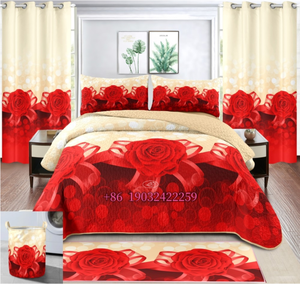 Vente en gros de couette florale King size 8 pièces ensembles de couette couvre-lit avec ensemble de salle de bain bonnets de cheveux couette rideaux assortis - Product Image 2