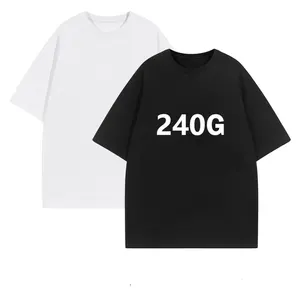 निर्माता थोक कस्टम लोगो वृहदाकार यूनिसेक्स कैज़ुअल टी शर्ट पुरुष 240 ग्राम महिला ब्लैंक 100% सूती टीशर्ट