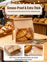 Sacs en papier kraft de boulangerie personnalisés avec logo, marron et blanc, de qualité alimentaire, avec fenêtre, fond plat, pour le stockage du pain grillé, en stock, prix d'usine, vente chaude