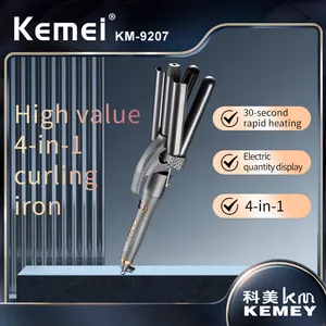 Kemei Hair Styling Tools professionale Salon arricciacapelli Set km-9207 4 in 1 all'ingrosso rotanti Waver 3 Barrel Hair bigler