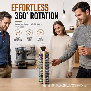 Support de rangement rotatif à 360 degrés en bois pour capsules de café, grande capacité, organisateur de comptoir de cuisine pour capsules Nespresso - Product Image 3