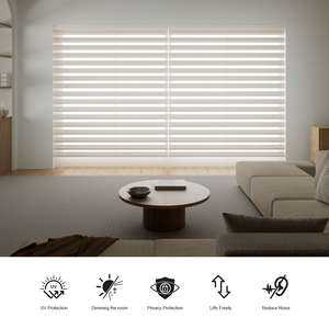 Tende a Rullo Elettriche Impermeabili con Protezione Solare, Stile <span class=keywords><strong>Zebra</strong></span> a Doppio Strato Senza Corde per Finestre Francesi - Product Image 5