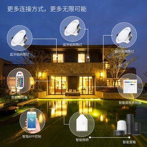 RGB + CCT 2700K-6500K Thông Minh LED Trần Downlight Xanh Răng Lưới Điều Khiển Ứng Dụng Với Âm Nhạc - Product Image 4