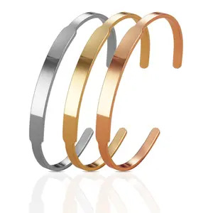 6Mm 8Mm Lettering Exclusive Stainless Steel Open Design C Shape Semicircle Cuff Stainless Steel Blank Br Bangles 925 Bracelet