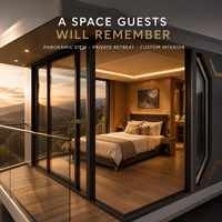 Cabane modulaire préfabriquée moderne personnalisée avec verrière panoramique pour hôtel-resort, glamping et location de vacances