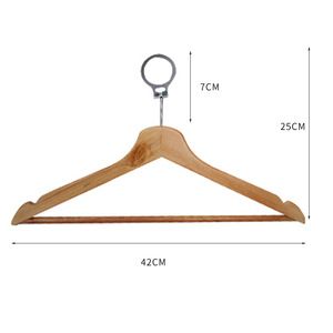 Cintre à anneau <span class=keywords><strong>antivol</strong></span> Design en métal et en bois à un niveau pour garde-robe d'hôtel Organisateur de vêtements brillant Crochets à vêtements - Product Image 2