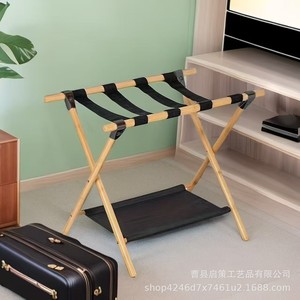 Bamboo Foldable Luggage Rack Portable Wooden <b>Suitcase</b> <b>Storage</b> Rack Hotel Guesthouse Shoe Organizer Two Layer Foldable - Product Image 1