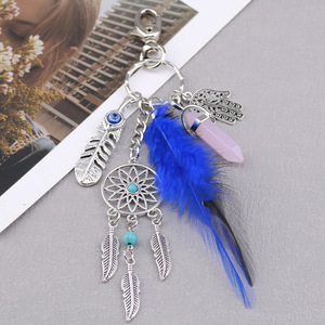 <span class=keywords><strong>Porte</strong></span>-clés vintage en <span class=keywords><strong>macramé</strong></span> bohème attrape-rêves, avec pendentif de luxe en plumes et alliage pour clés de voiture, idéal pour la sublimation. - Product Image 4