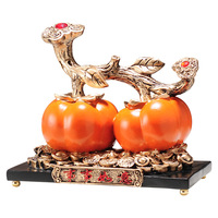 Figurine d'art populaire sculptée en résine époxy Persimmon Ruyi - Décoration d'intérieur chinoise de luxe léger, cadeau pour salon et meuble TV
