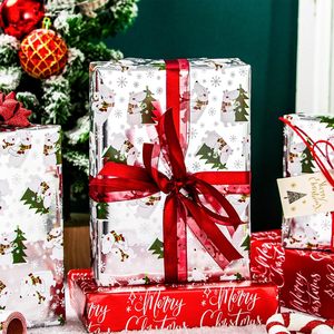 Christmas Wrapping Paper Holiday Wrapping Paper Silver and red double-sided <b>cute</b> <b>bear</b> pattern wrapping paper - Product Image 2