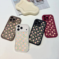 Coque de téléphone portable Dropshipping Fleurs Roses pour iPhone 16 15 17 Air Pro Max, Coque Arrière Givrée Antichoc Couleur Bonbon