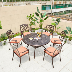 Juego de <span class=keywords><strong>mesa</strong></span> <span class=keywords><strong>y</strong></span> <span class=keywords><strong>sillas</strong></span> de <span class=keywords><strong>terraza</strong></span> de muebles para exteriores de aluminio fundido - Product Image 4