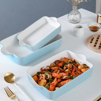 Ensemble de plateaux à cuisson en céramique de forme rectangulaire, pour la cuisson au fromage, de riz, style nordique, 6 pièces