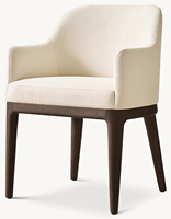 Fauteuil de salle à manger en chêne massif sculpté à la main, élégant, confortable et chaleureux, avec dossier et assise rembourrés pour la maison