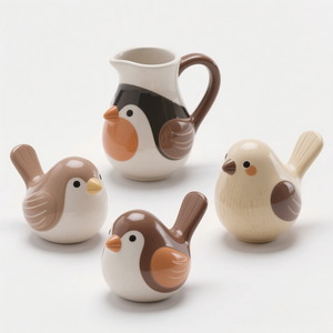 Juego de 6 Vasos de Chupito de Cerámica con Diseño de Pájaro Robín de 1.5oz - Vajilla 3D Pintada a Mano, Pedido Personalizado al por Mayor para Pubs y Restaurantes Temáticos - Product Image 2