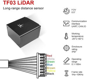 เซ็นเซอร์ไลดาร์ TOF ระยะไกลความแม่นยำสูง Benewake TF03-100 สำหรับโดรน/UAV  ตัวเรือนอลูมิเนียมอัลลอย IP67 รองรับแรงดันไฟฟ้า 5V-24V อัตราเฟรม 1000Hz - Product Image 4