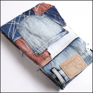 Pantalon slim <span class=keywords><strong>homme</strong></span> tendance <span class=keywords><strong>en</strong></span> <span class=keywords><strong>jean</strong></span> bleu clair avec empiècements <span class=keywords><strong>en</strong></span> denim pour l'été - Product Image 5
