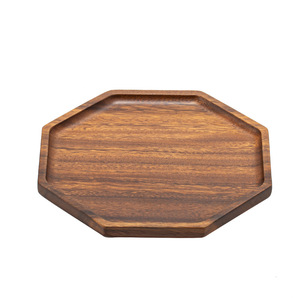 Assiette octogonale en bois de noyer d'Amérique du Sud, assiette à fruits secs en bois massif, assiette à dessert, assiette à collation en bois original, petit plateau - Product Image 5