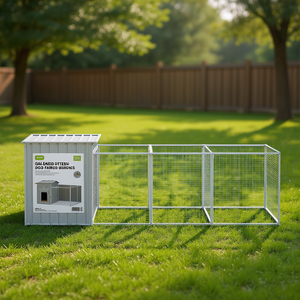 Cuccia per cani in acciaio zincato con recinto 43.3x239.8x43.3 pollici, alloggio esterno per cani di taglia grande - Product Image 2