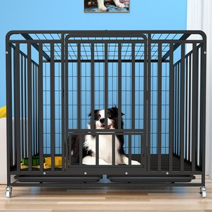 Cage pour chiens robuste et pliable en métal, grande taille, pour extérieur, en acier inoxydable, avec double porte verrouillable, idéale pour les chiens très anxieux - Product Image 3