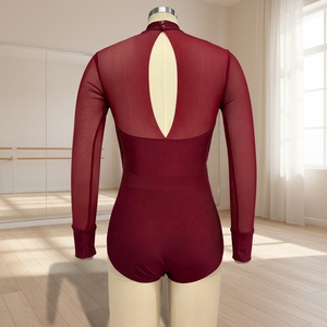 Justaucorps de danse jazz plissé MiDee pour femmes adultes avec soutien-gorge intégré et dos fendu pour les spectacles sur scène - Product Image 2