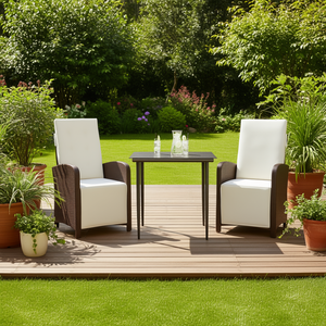 Conjunto de Bistro de Ratán Sintético para Exteriores con Cojines, Muebles de Jardín de 2 Plazas, Diseño Contemporáneo - Product Image 2