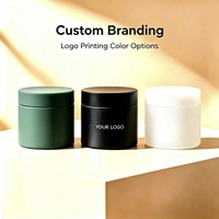 Pot cylindrique en plastique PP noir mat de 250 ml avec couvercle à vis, récipient cosmétique anti-décoloration pour crème visage et pâte épaisse, couleur et logo personnalisables