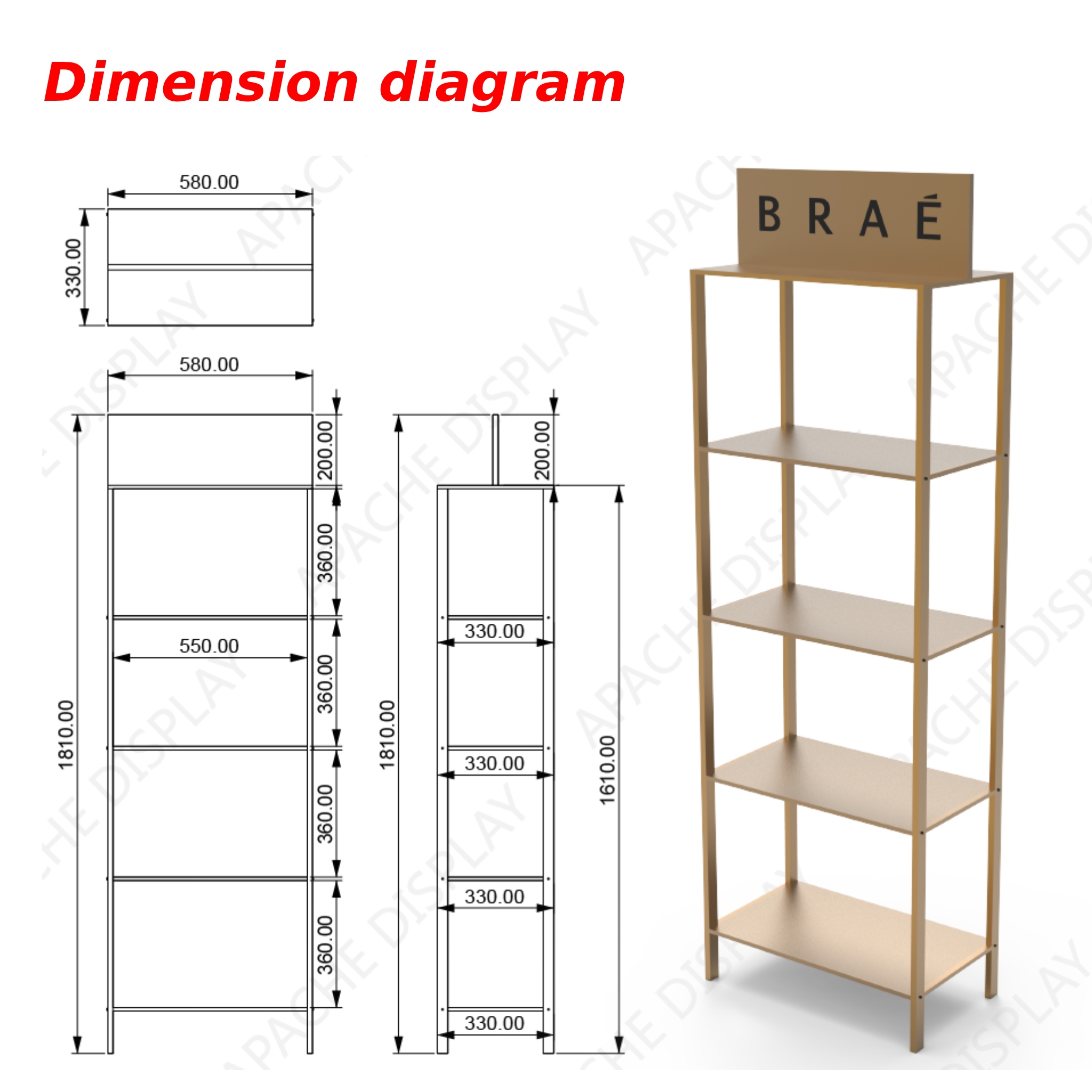 Apache Custom Metal Display Stand for Shampoo Racks for Skin Care Products in Barbershop or Beauty Salon — view 5