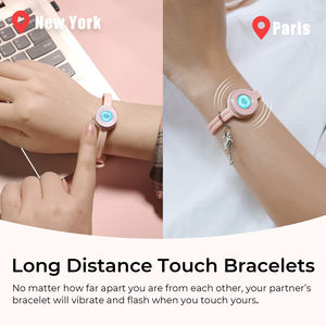 Bracelets intelligents Candy Pink&Pink Touch pour couples, vibration et lumière, relation à distance, bijoux intelligents tendance <span class=keywords><strong>Totwoo</strong></span> - Product Image 2