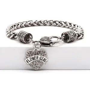 BSCI AUDIT factory engrave friend grandma sister mama heart charm franco box chain bracelet