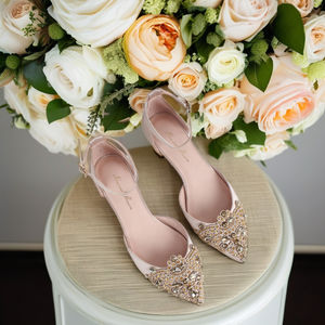 2025年特注レディース高級フラットパーティーウェディングパンプス刺繍入りシューズ工場直送花嫁向け春夏デザイン - Product Image 5
