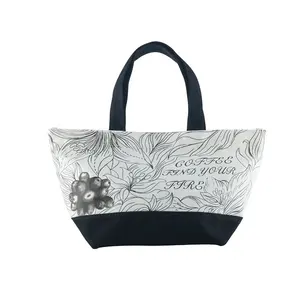 Grand sac de plage personnalisé toile de coton recyclé Sac fourre-tout Marketing Shopper sangles confortables pour cadeau de bijoux