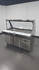 Vente en gros de 18 casseroles 4 pieds ascenseur pour porte en verre couvercle salade sandwich pizza restauration rapide vitrine équipement de réfrigération - Product Image 2