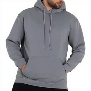 Sudaderas con Capucha para Hombre, Corte Regular, Color Gris Sólido, Felpa de Algodón, Sudaderas Casuales para Hombre - Product Image 1