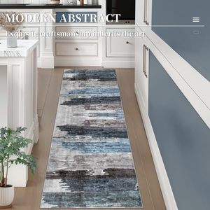Premium <b>Rugs</b> Grey Kilim Style Modern Abstract Non-Slip <b>Thin</b> Accent <b>Rug</b> Lightweight Washable Runner for Hallway - Product Image 2