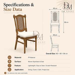 Chaise de mariage ovale en PP imitation bois avec dossier en cannage pour banquets d'hôtel et vente en gros - Product Image 3