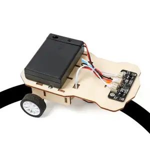 MI New Customized Follow The Trolley Model Diy Smart Black Line Tracking Wooden Car Toy For Kids Physics Experiment STEM Toys