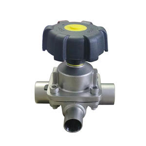 صمام تخفيض SS316 صمام صحي بدون ساق ميتة من النوع T صمام غشاء ثلاثي الاتجاهات مع نهايات لحام للمؤخرة - Product Image 3