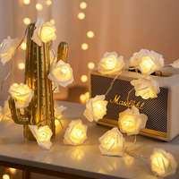 Guirlande lumineuse LED en forme de rose, à piles, lumières romantiques rouges et blanches pour la Saint-Valentin, mariage, décoration de fête