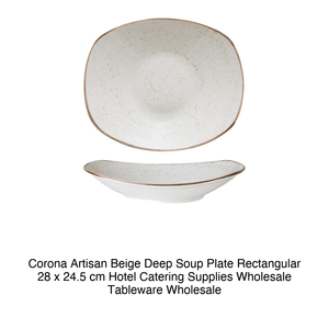 Assiette creuse beige artisanale 28 × 24,5 cm rectangulaire Corona Pp1605723812 - Product Image 2