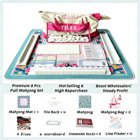 Ensemble de Mahjong américain Miss Out of Office, kit de tuiles de Mahjong avec sac de Mahjong, tapis de Mahjong floral, supports de Mahjong, accessoires de Mahjong