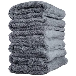 Luxury coral fleece car wash towels 500gsm edgeless car dealing microfiber towel 16x16