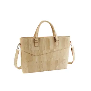 Luxury cork Leather Briefcase For business travel Men Laptop Bag Messenger Women's Leather Portfolio with hand shoulder strap
