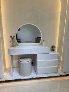Table de maquillage moderne avec miroir éclairé et tiroirs de rangement pour meubles de chambre - Product Image 2